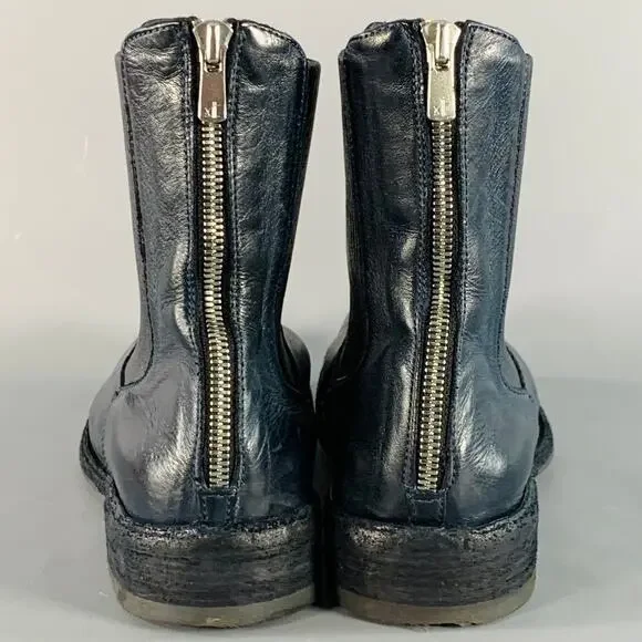 OFFICINE CREATIVE Size 7 Navy Antique Leather Ankle Chelsea Boots